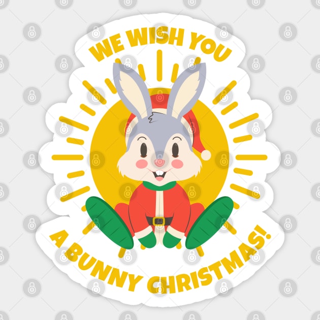 We Wish You a Bunny Christmas - Merry Xmas Cute Rabbit Hare Pet Sticker by Millusti